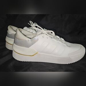 Adidas White Low-Top Leather Sneakers with Iridescent Heel